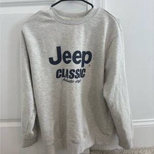 Jeep Gray Crewneck Sweater with Minimalist Design